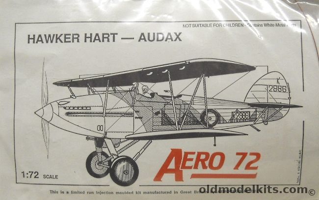 Aeroclub 1/72 Hawker Hart Audax Army Cooperation Aircraft - 600F City of London / 28 Sq Ambala India - Bagged plastic model kit